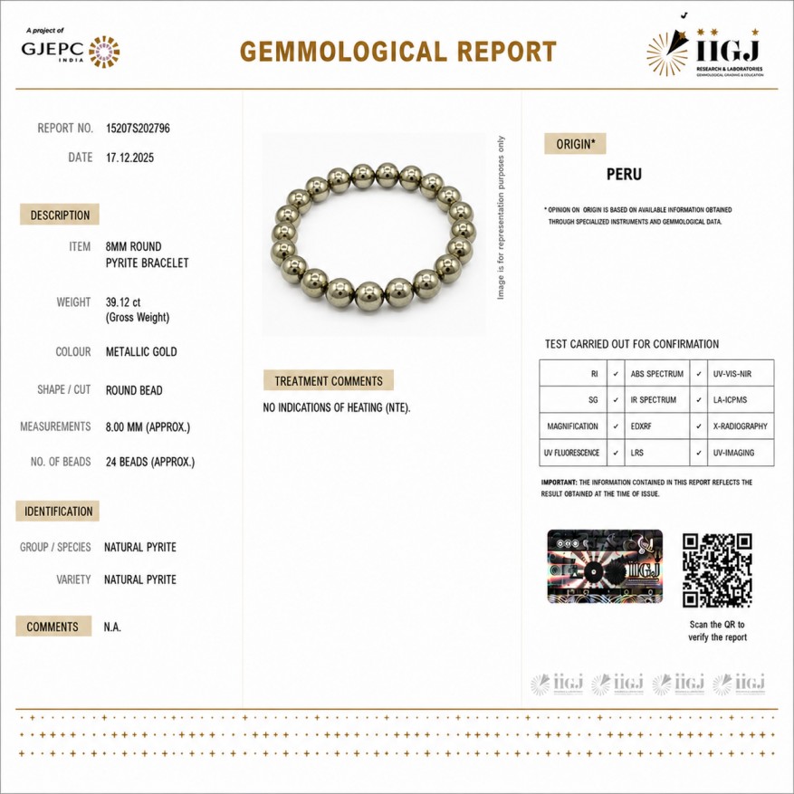 pyrite bracelet certificate pyrite bracelet certificate