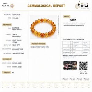 amber bracelet certificate
