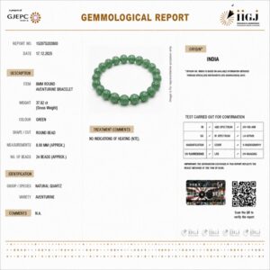 aventurine bracelet certificate