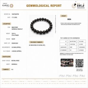 karungali bracelet certificate
