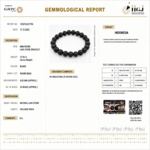 lava bracelet certificate