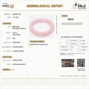 rose quartz bracelet certificate