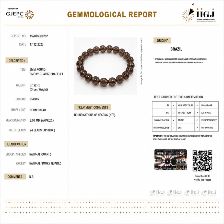smoky quartz bracelet certificate smoky quartz bracelet certificate