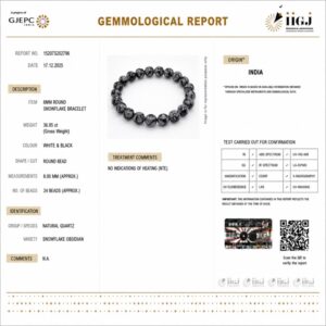 snowflake bracelet certificate
