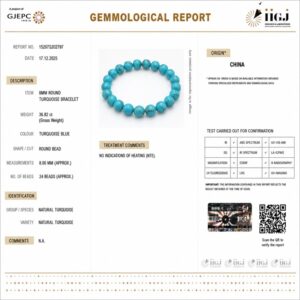 turquoise bracelet certificate
